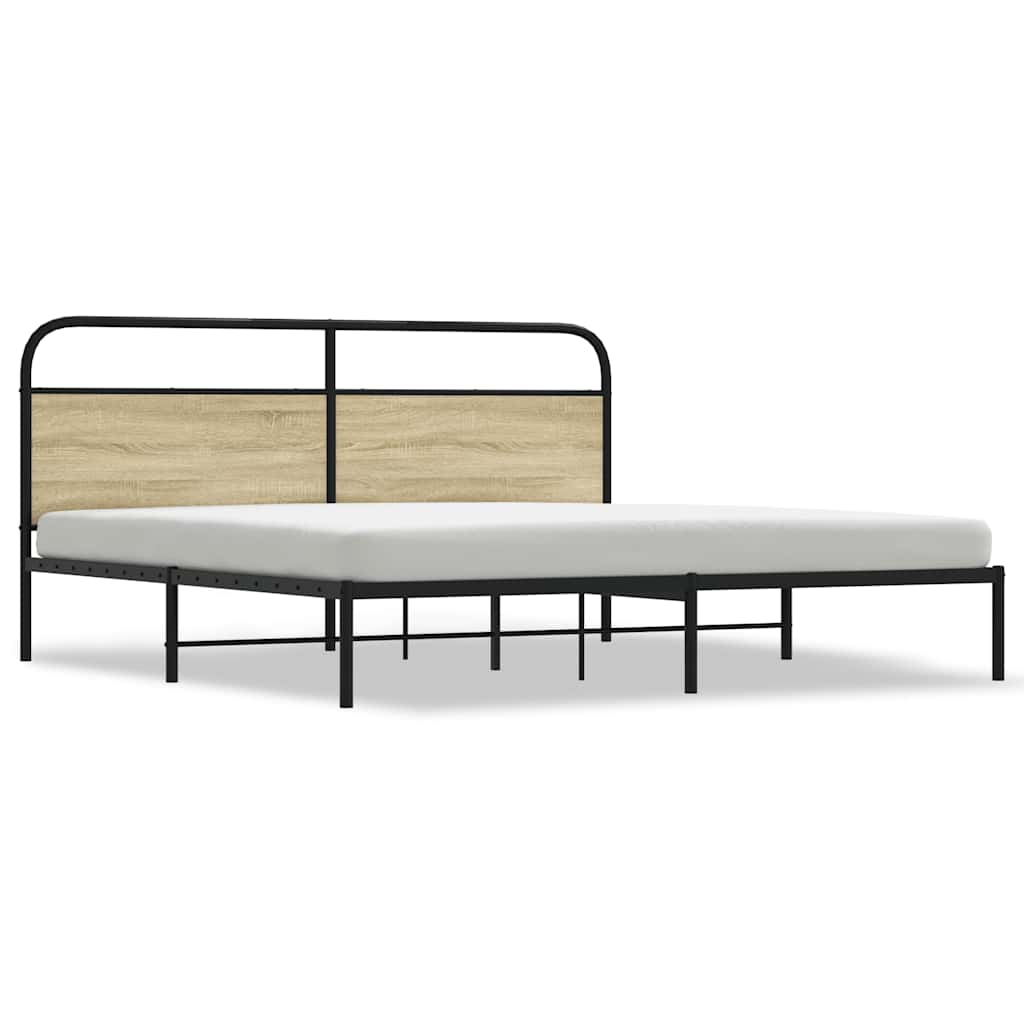 Bedframe zonder matras metaal sonoma eikenkleurig 183x213 cm is nu te koop bij PeponiXL, paradijselijk wonen!