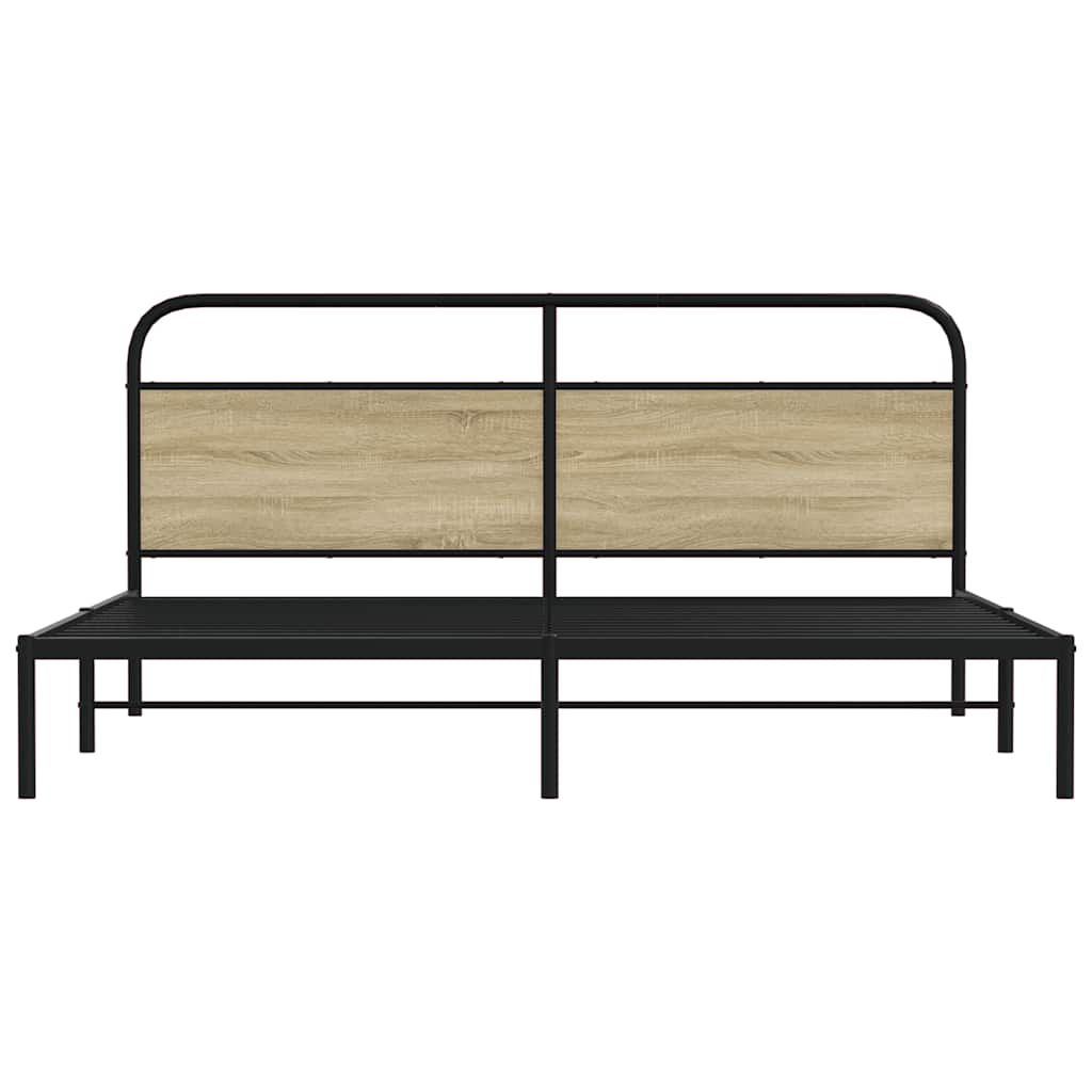 Bedframe zonder matras metaal sonoma eikenkleurig 183x213 cm is nu te koop bij PeponiXL, paradijselijk wonen!