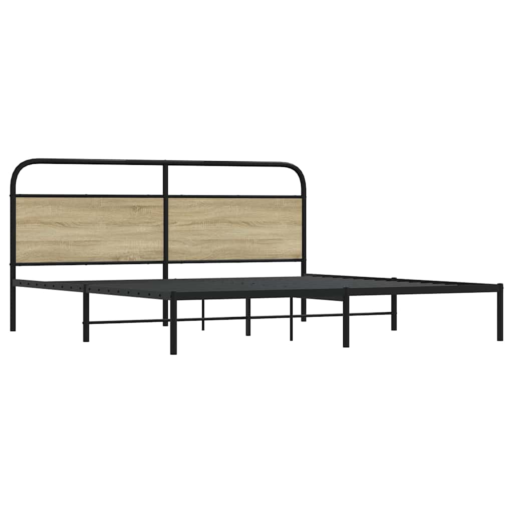 Bedframe zonder matras metaal sonoma eikenkleurig 183x213 cm is nu te koop bij PeponiXL, paradijselijk wonen!