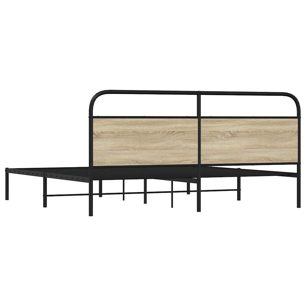 Bedframe zonder matras metaal sonoma eikenkleurig 183x213 cm is nu te koop bij PeponiXL, paradijselijk wonen!