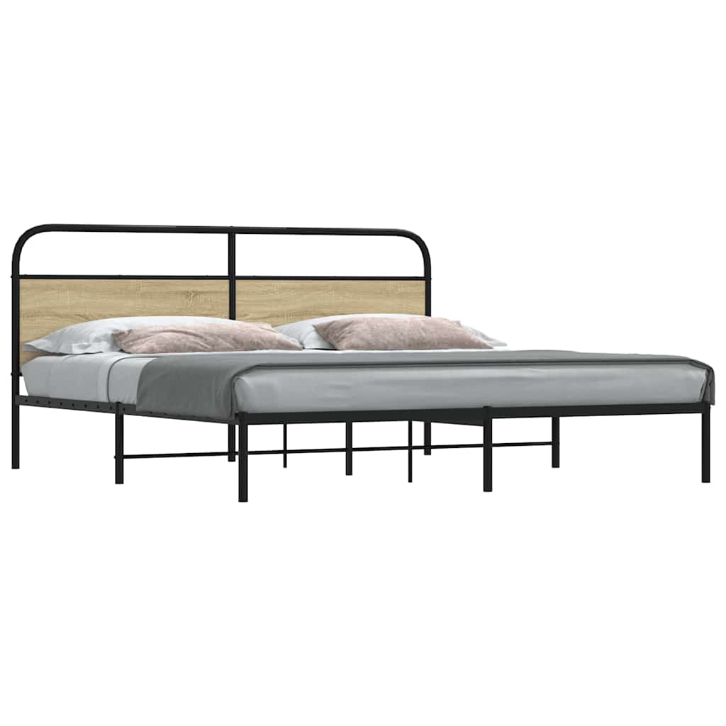 Bedframe zonder matras metaal sonoma eikenkleurig 183x213 cm is nu te koop bij PeponiXL, paradijselijk wonen!