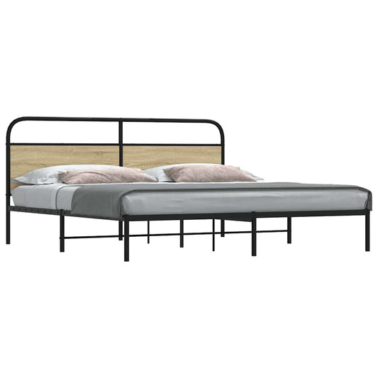 Bedframe zonder matras metaal sonoma eikenkleurig 193x203 cm is nu te koop bij PeponiXL, paradijselijk wonen!