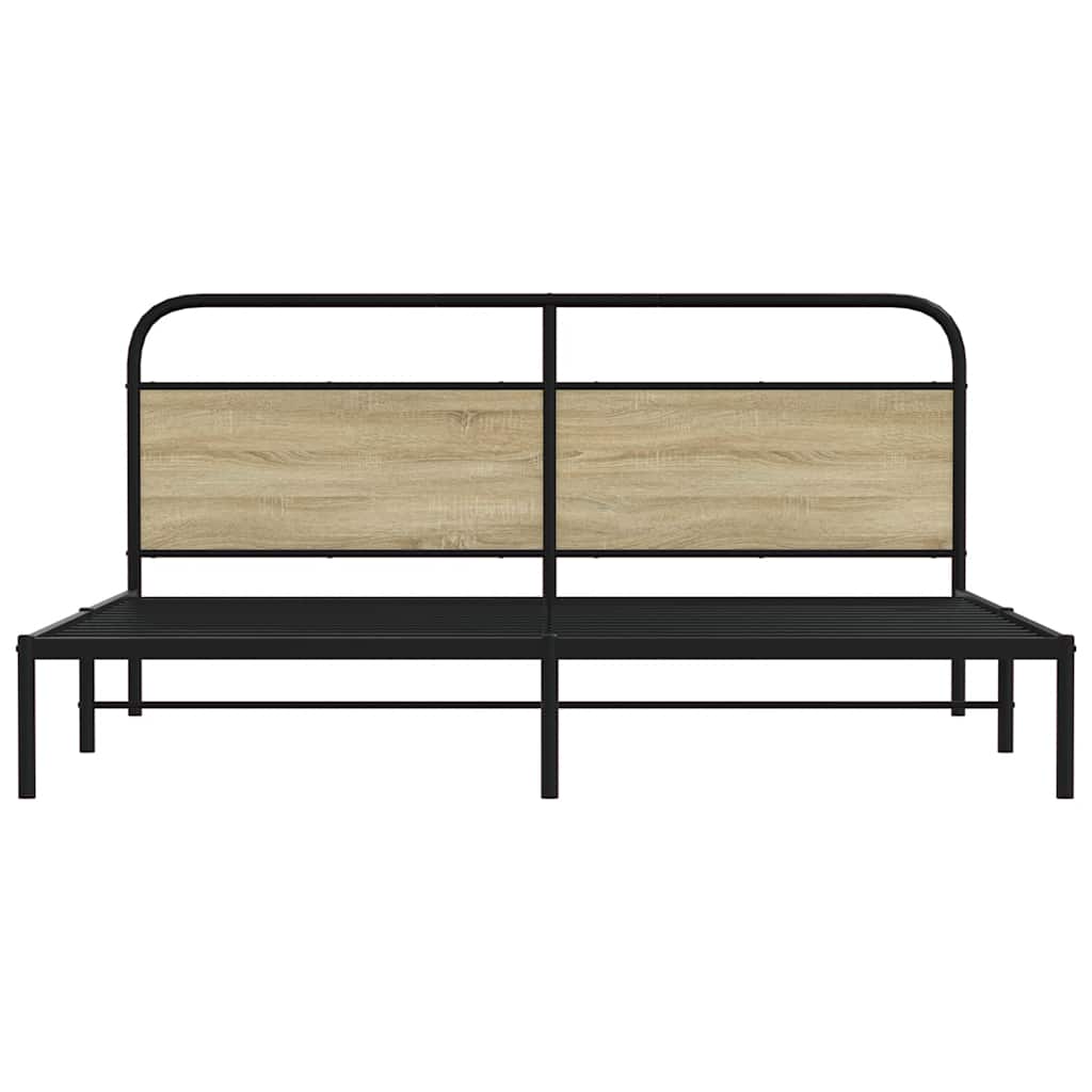 Bedframe zonder matras metaal sonoma eikenkleur 200x200 cm is nu te koop bij PeponiXL, paradijselijk wonen!