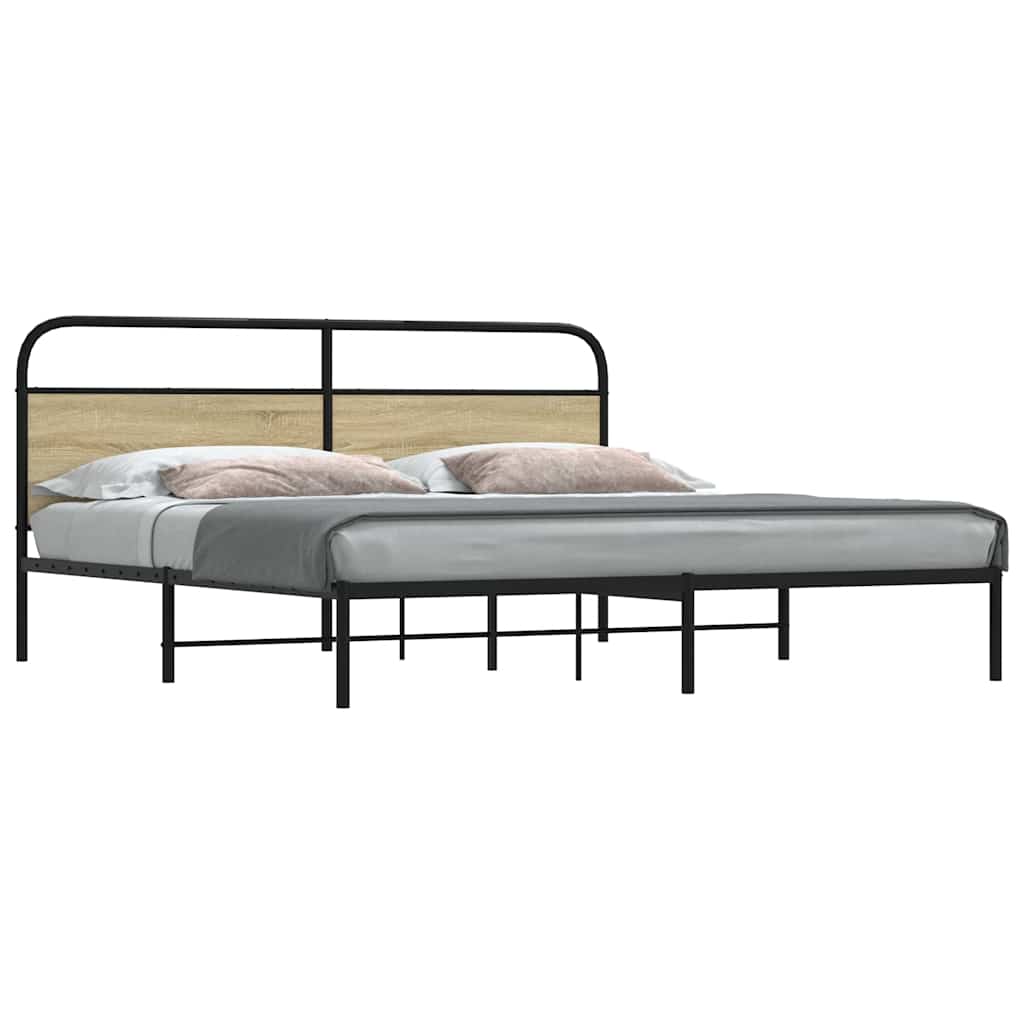 Bedframe zonder matras metaal sonoma eikenkleur 200x200 cm is nu te koop bij PeponiXL, paradijselijk wonen!