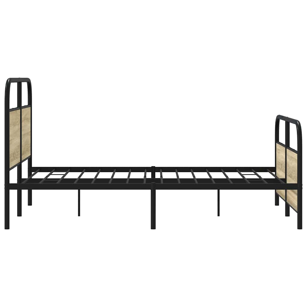 Bedframe zonder matras metaal sonoma eikenkleurig 137x190 cm is nu te koop bij PeponiXL, paradijselijk wonen!