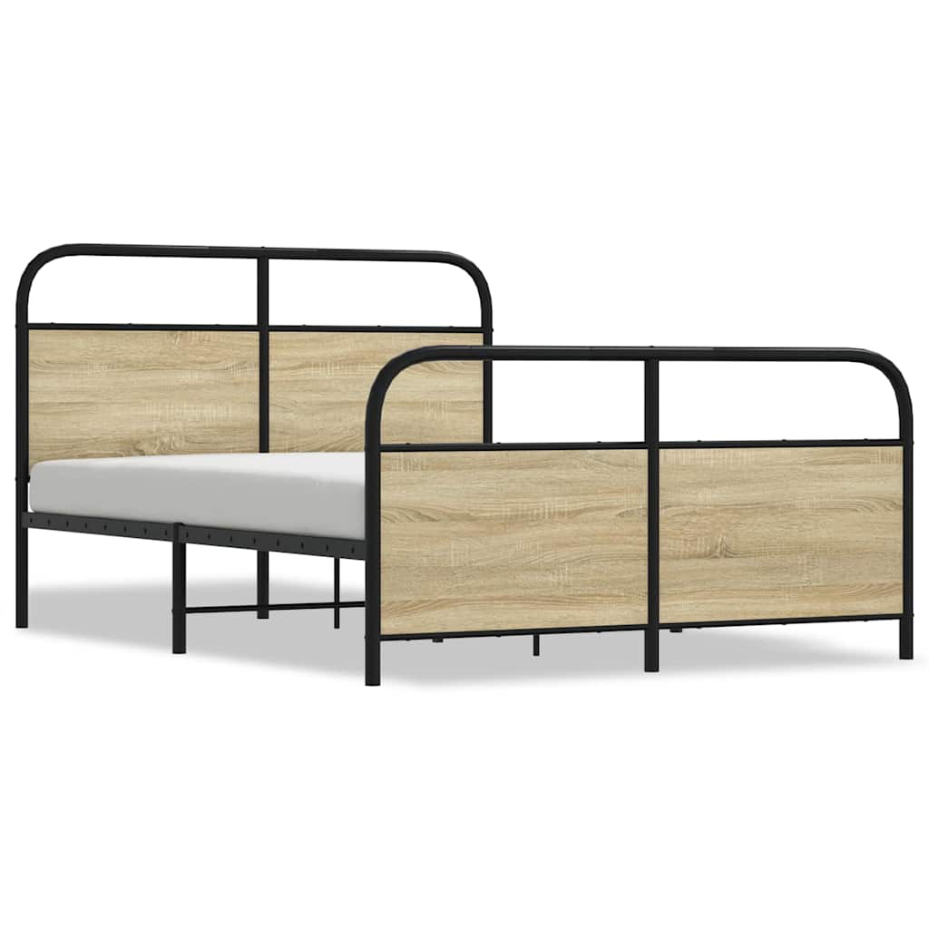 Bedframe zonder matras metaal sonoma eikenkleurig 140x190 cm is nu te koop bij PeponiXL, paradijselijk wonen!