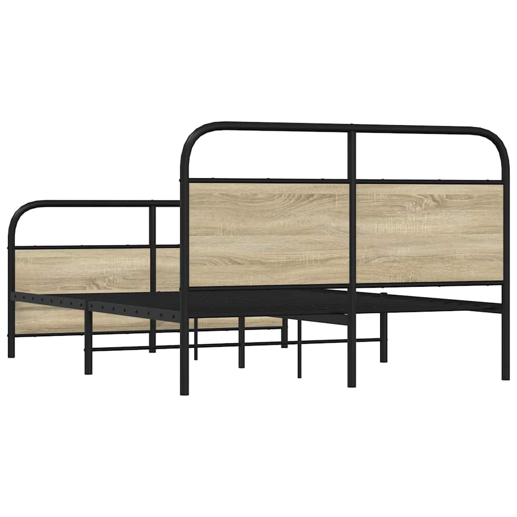 Bedframe zonder matras metaal sonoma eikenkleurig 140x190 cm is nu te koop bij PeponiXL, paradijselijk wonen!