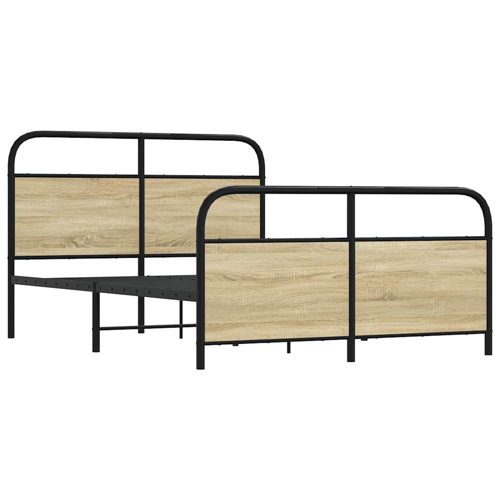 Bedframe zonder matras metaal sonoma eikenkleurig 140x200 cm is nu te koop bij PeponiXL, paradijselijk wonen!