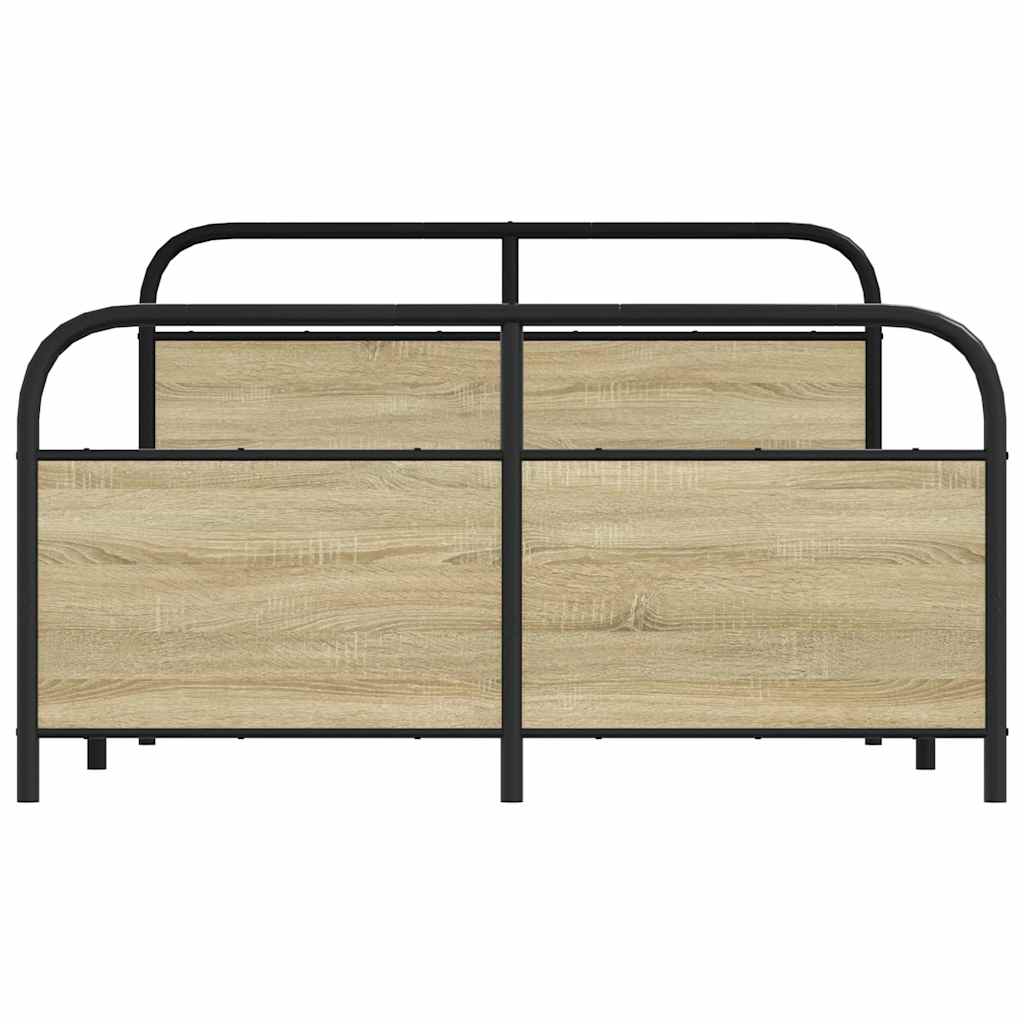 Bedframe zonder matras metaal sonoma eikenkleurig 140x200 cm is nu te koop bij PeponiXL, paradijselijk wonen!