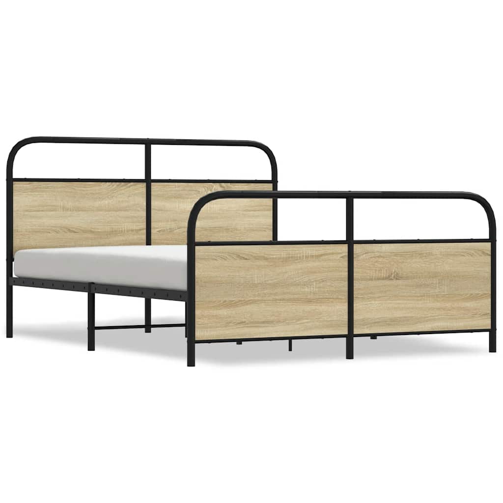 Bedframe zonder matras metaal sonoma eikenkleurig 150x200 cm is nu te koop bij PeponiXL, paradijselijk wonen!