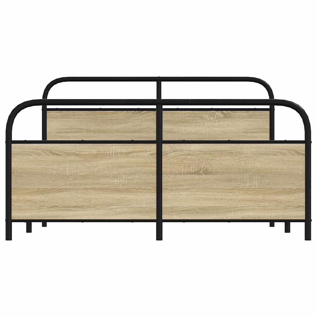 Bedframe zonder matras metaal sonoma eikenkleurig 150x200 cm is nu te koop bij PeponiXL, paradijselijk wonen!