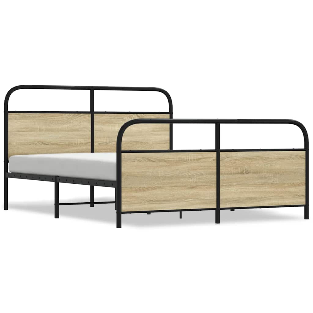 Bedframe zonder matras metaal sonoma eikenkleurig 160x200 cm is nu te koop bij PeponiXL, paradijselijk wonen!