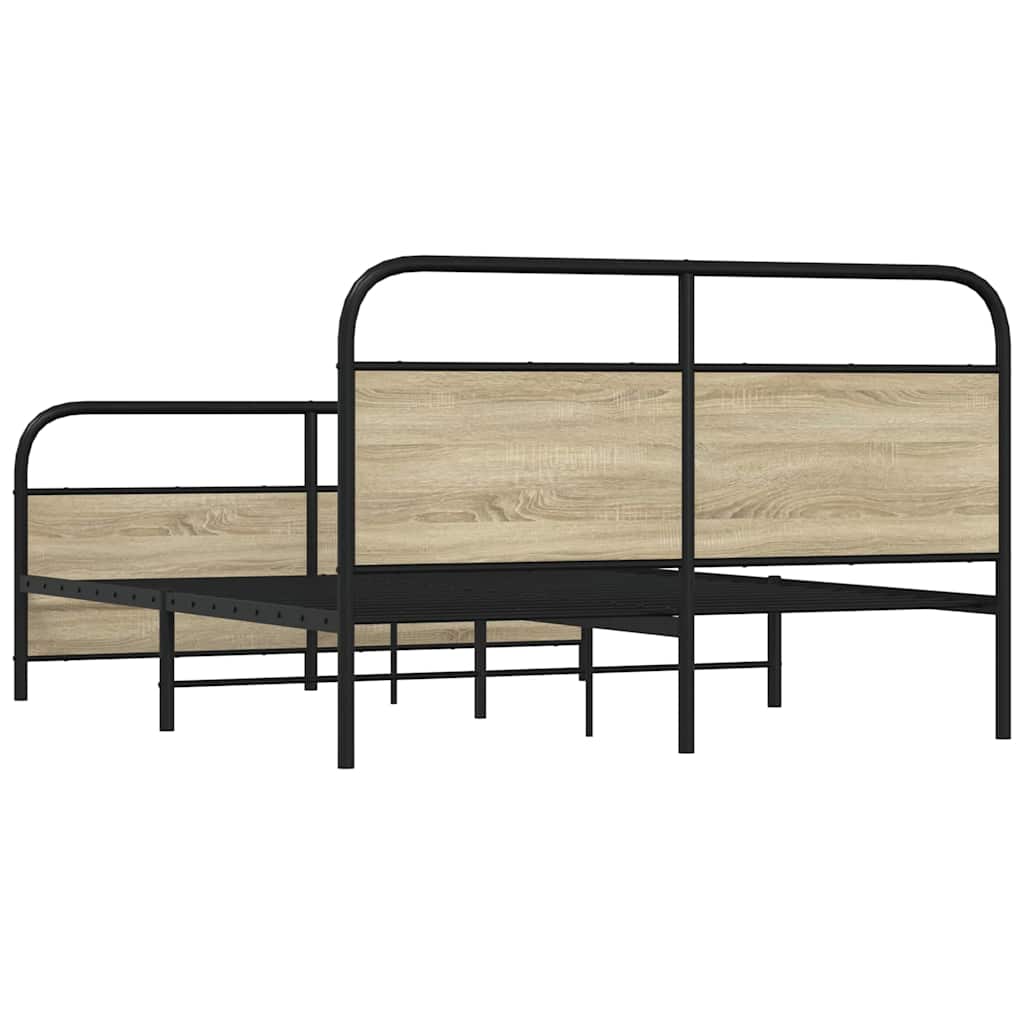 Bedframe zonder matras metaal sonoma eikenkleurig 160x200 cm is nu te koop bij PeponiXL, paradijselijk wonen!