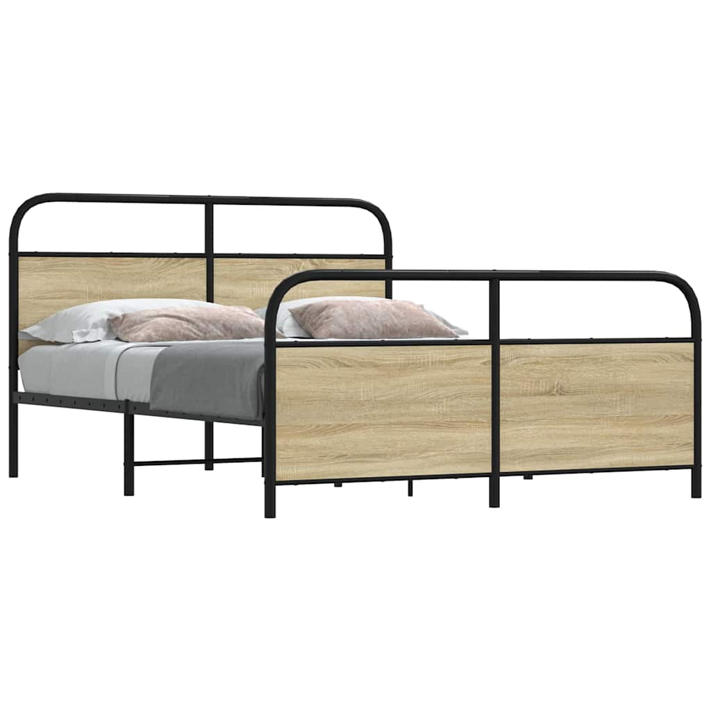Bedframe zonder matras metaal sonoma eikenkleurig 160x200 cm is nu te koop bij PeponiXL, paradijselijk wonen!