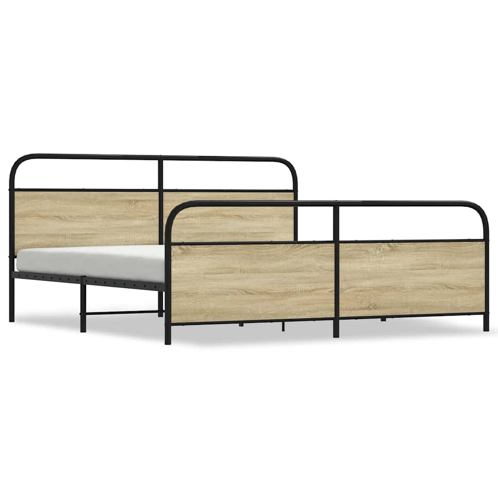 Bedframe zonder matras metaal sonoma eikenkleurig 180x200 cm is nu te koop bij PeponiXL, paradijselijk wonen!
