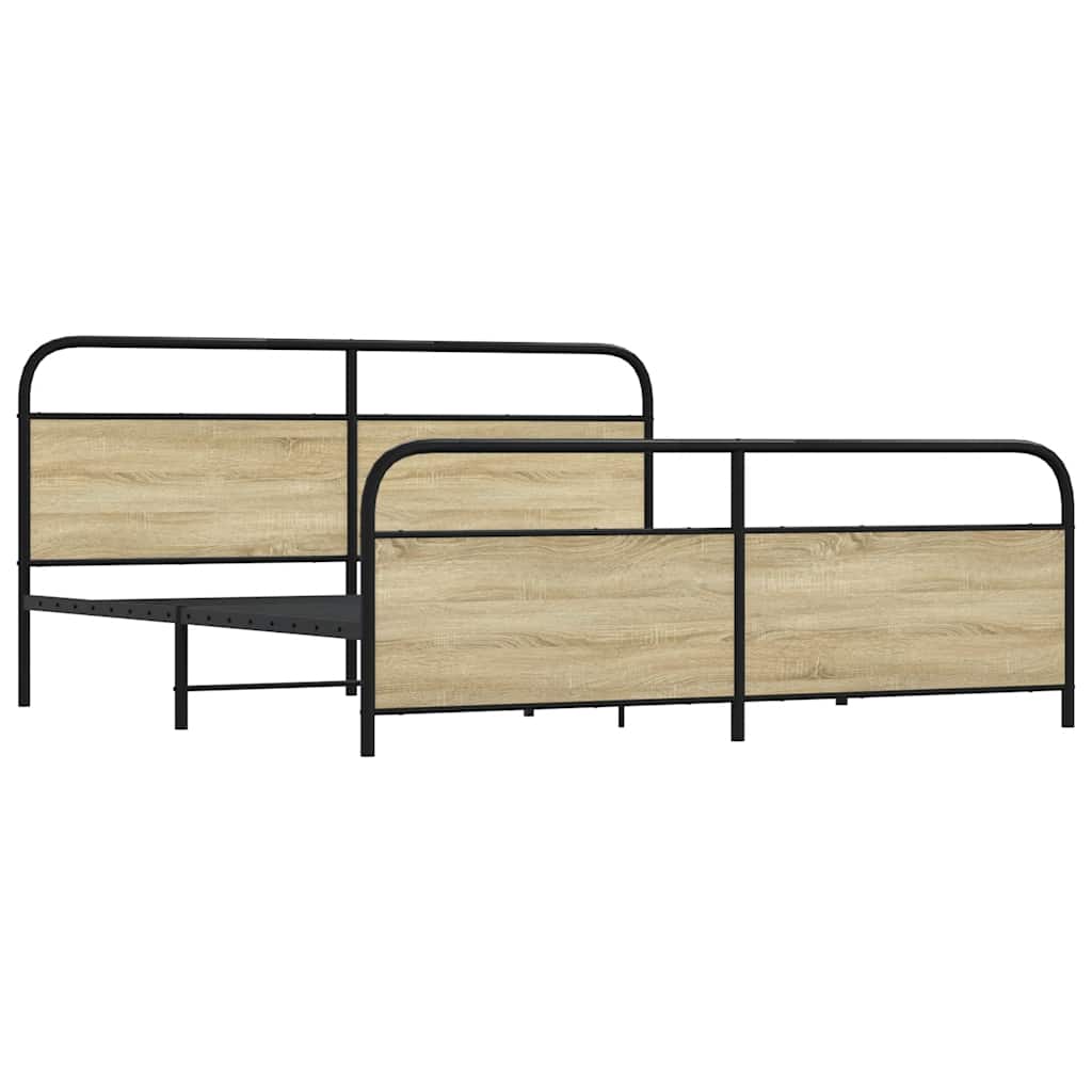 Bedframe zonder matras metaal sonoma eikenkleurig 193x203 cm is nu te koop bij PeponiXL, paradijselijk wonen!