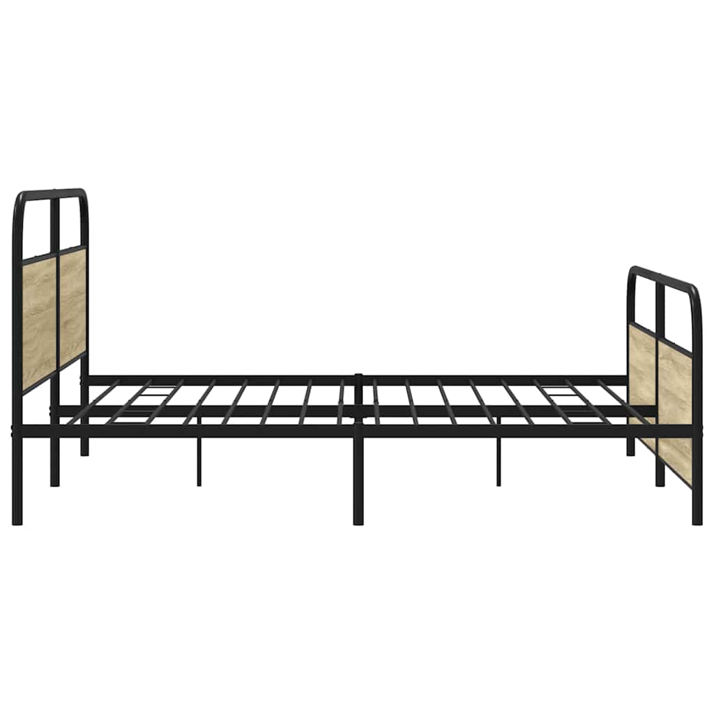 Bedframe zonder matras metaal sonoma eikenkleurig 193x203 cm is nu te koop bij PeponiXL, paradijselijk wonen!