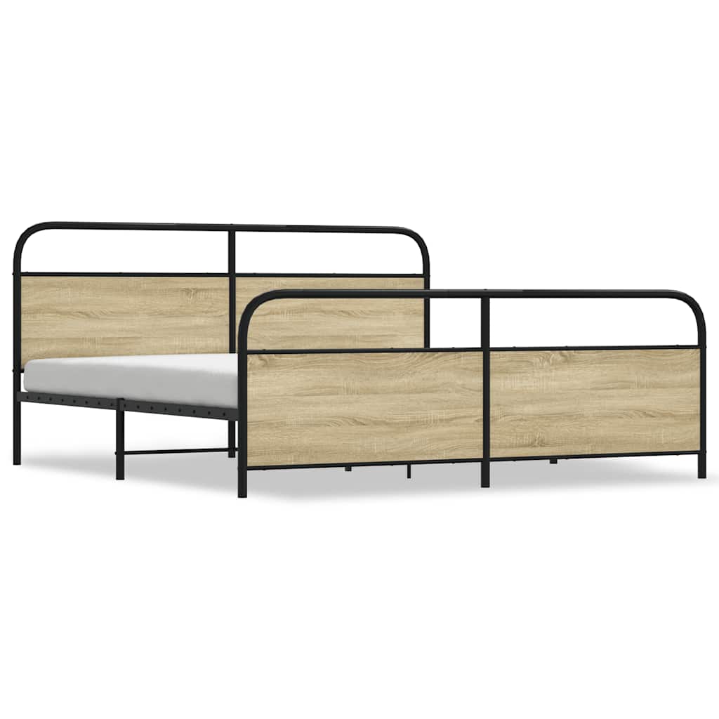 Bedframe zonder matras metaal sonoma eikenkleur 200x200 cm is nu te koop bij PeponiXL, paradijselijk wonen!