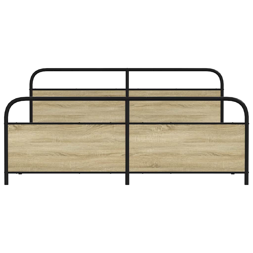 Bedframe zonder matras metaal sonoma eikenkleur 200x200 cm is nu te koop bij PeponiXL, paradijselijk wonen!