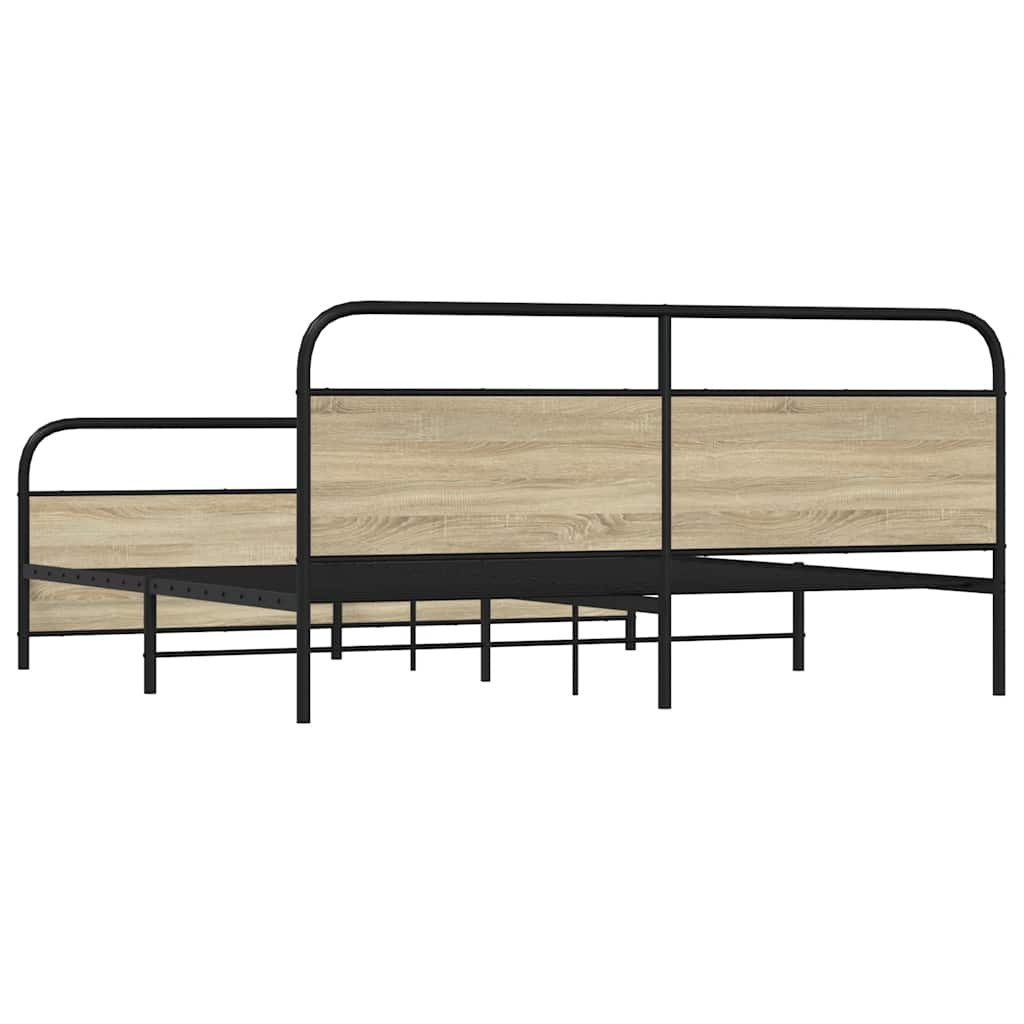 Bedframe zonder matras metaal sonoma eikenkleur 200x200 cm is nu te koop bij PeponiXL, paradijselijk wonen!