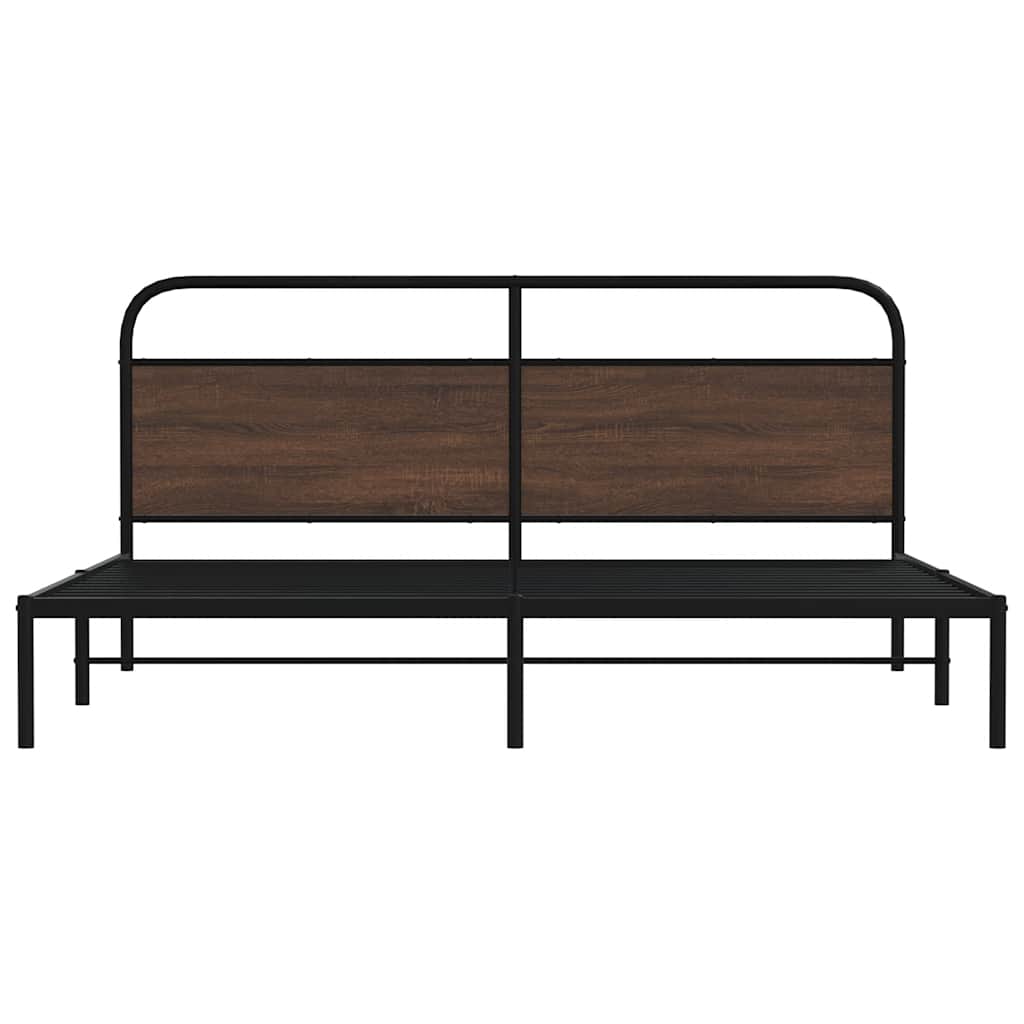 Bedframe zonder matras metaal bruin eikenkleur 180x200 cm is nu te koop bij PeponiXL, paradijselijk wonen!