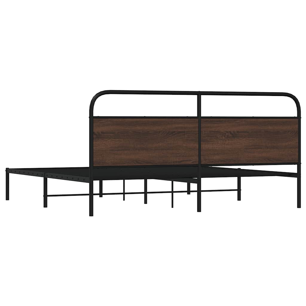 Bedframe zonder matras metaal bruin eikenkleur 180x200 cm is nu te koop bij PeponiXL, paradijselijk wonen!