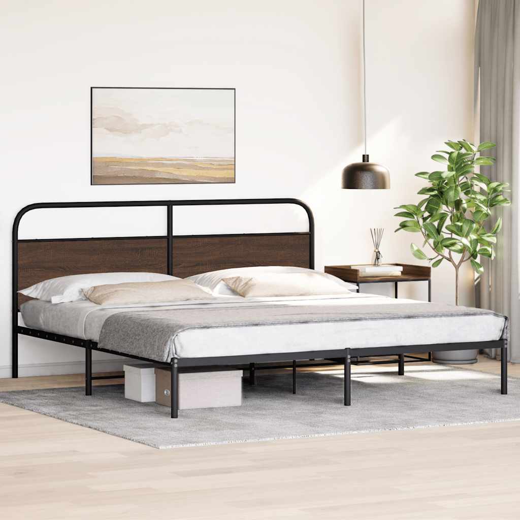 Bedframe zonder matras metaal bruin eikenkleur 183x213 cm is nu te koop bij PeponiXL, paradijselijk wonen!