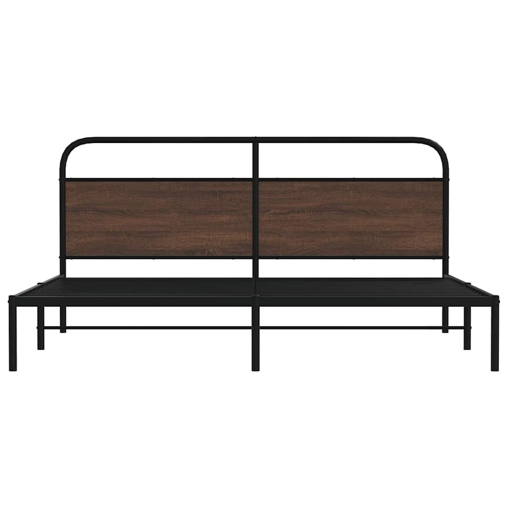 Bedframe zonder matras metaal bruin eikenkleur 193x203 cm is nu te koop bij PeponiXL, paradijselijk wonen!