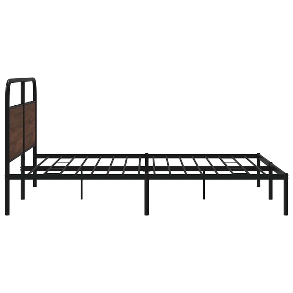 Bedframe zonder matras metaal bruin eikenkleur 193x203 cm is nu te koop bij PeponiXL, paradijselijk wonen!