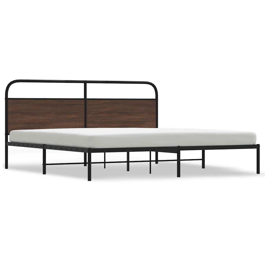 Bedframe zonder matras metaal bruin eikenkleurig 200x200 cm is nu te koop bij PeponiXL, paradijselijk wonen!
