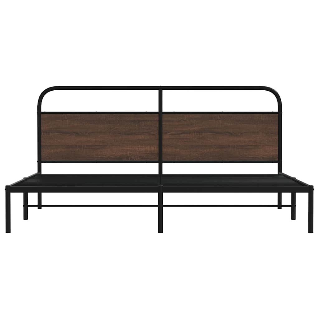 Bedframe zonder matras metaal bruin eikenkleurig 200x200 cm is nu te koop bij PeponiXL, paradijselijk wonen!