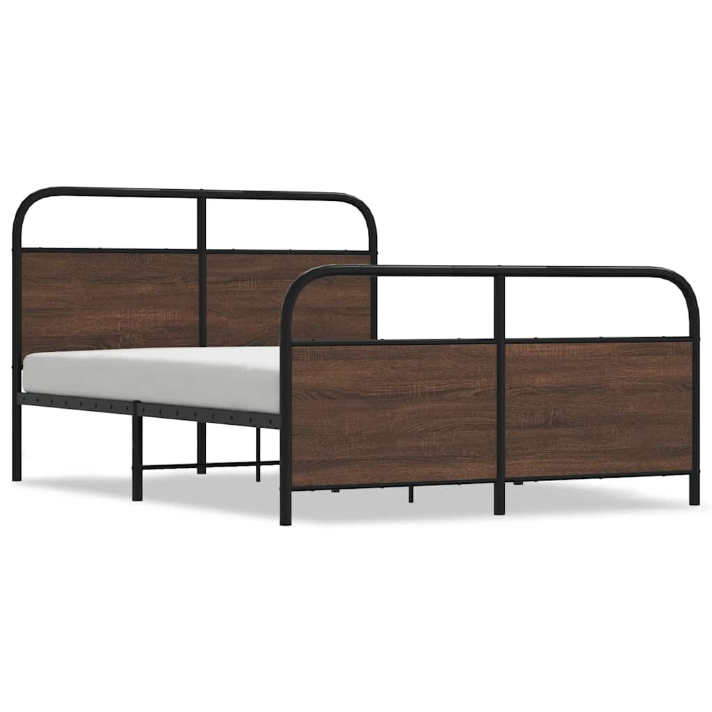 Bedframe zonder matras metaal bruin eikenkleurig 137x190 cm is nu te koop bij PeponiXL, paradijselijk wonen!