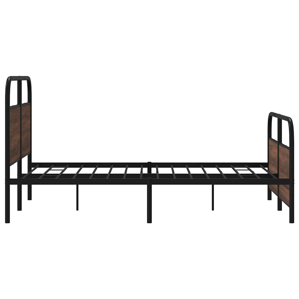 Bedframe zonder matras metaal bruin eikenkleurig 137x190 cm is nu te koop bij PeponiXL, paradijselijk wonen!