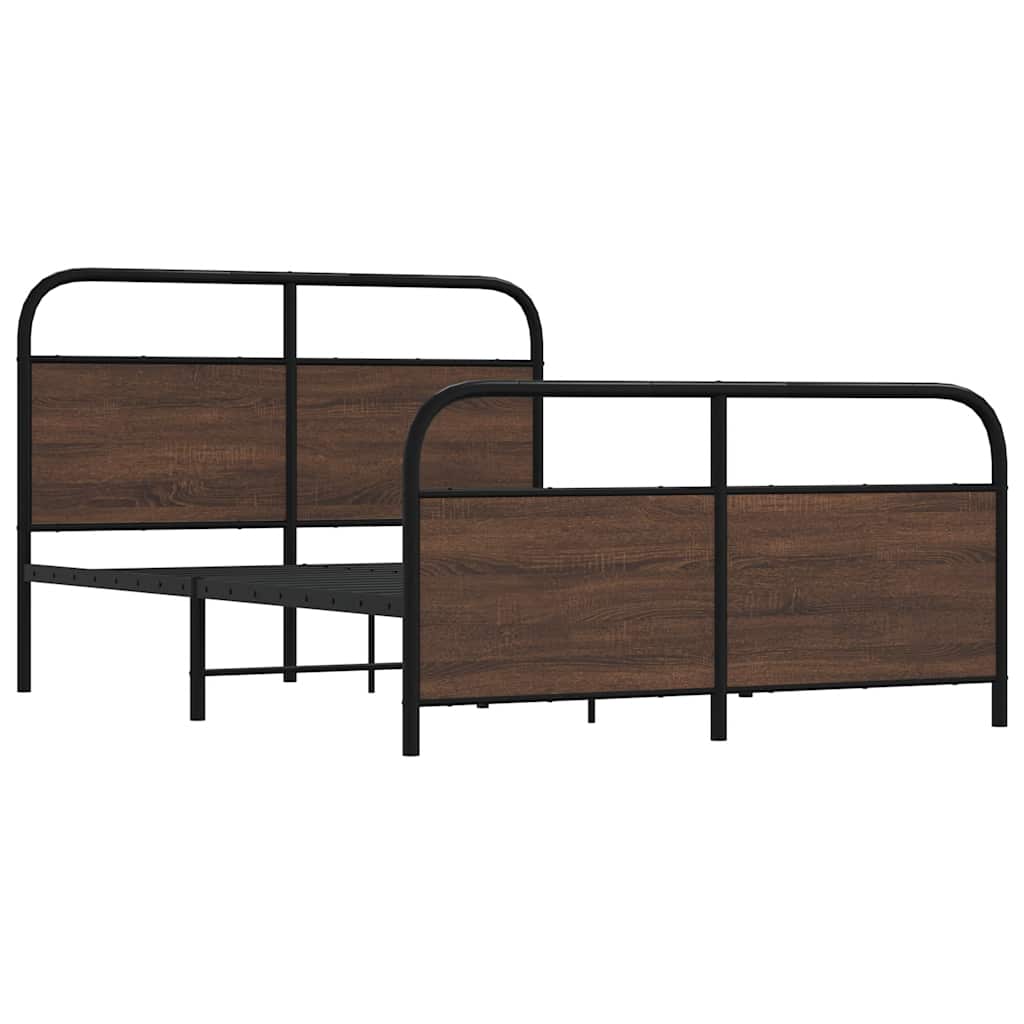 Bedframe zonder matras metaal bruin eikenkleurig 140x190 cm is nu te koop bij PeponiXL, paradijselijk wonen!