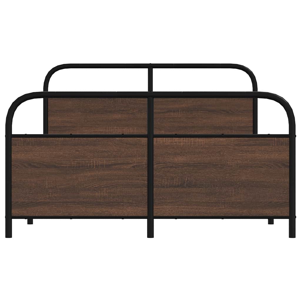 Bedframe zonder matras metaal bruin eikenkleurig 140x200 cm is nu te koop bij PeponiXL, paradijselijk wonen!