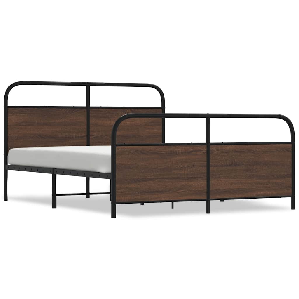 Bedframe zonder matras metaal bruin eikenkleurig 150x200 cm is nu te koop bij PeponiXL, paradijselijk wonen!