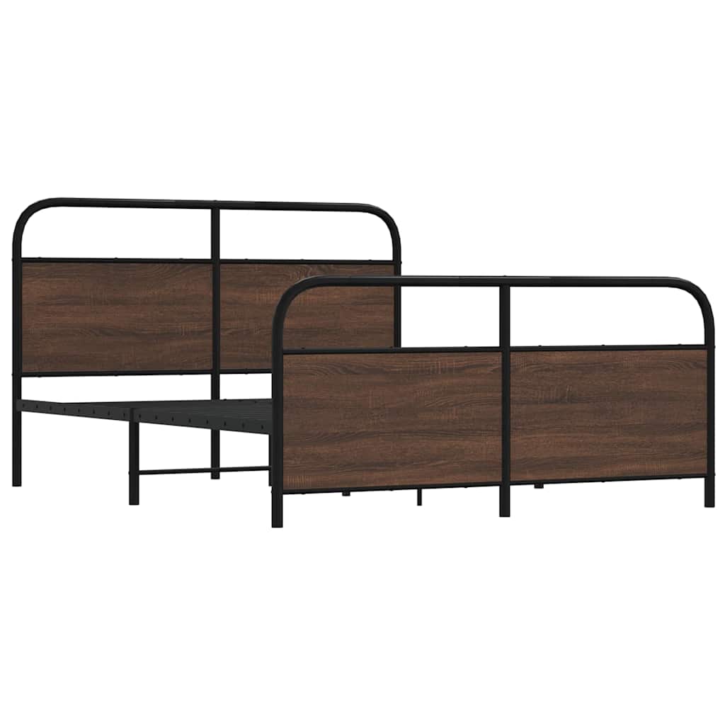 Bedframe zonder matras metaal bruin eikenkleurig 150x200 cm is nu te koop bij PeponiXL, paradijselijk wonen!