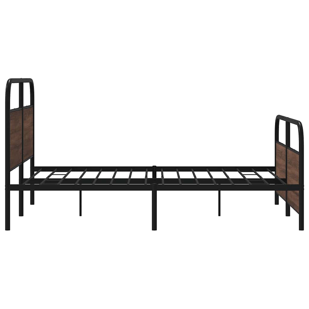 Bedframe zonder matras metaal bruin eikenkleurig 150x200 cm is nu te koop bij PeponiXL, paradijselijk wonen!