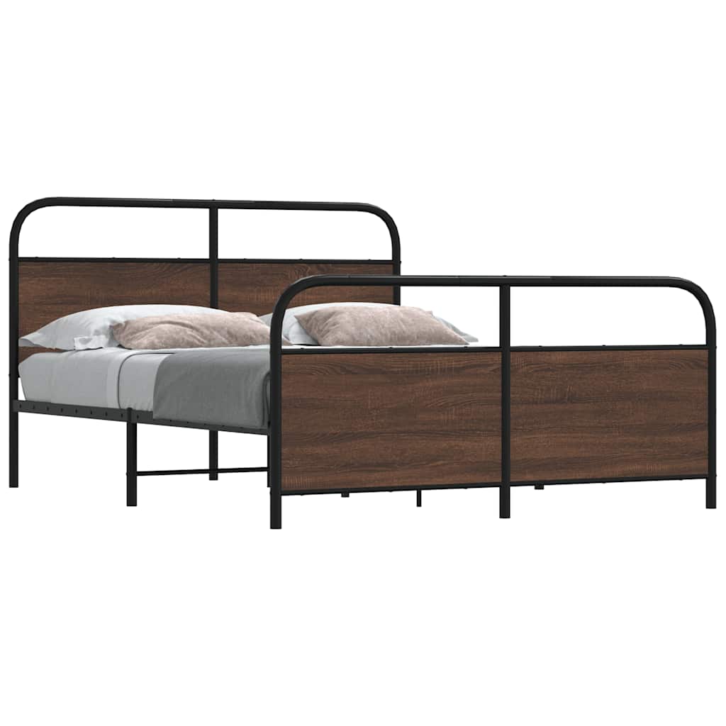 Bedframe zonder matras metaal bruin eikenkleurig 150x200 cm is nu te koop bij PeponiXL, paradijselijk wonen!