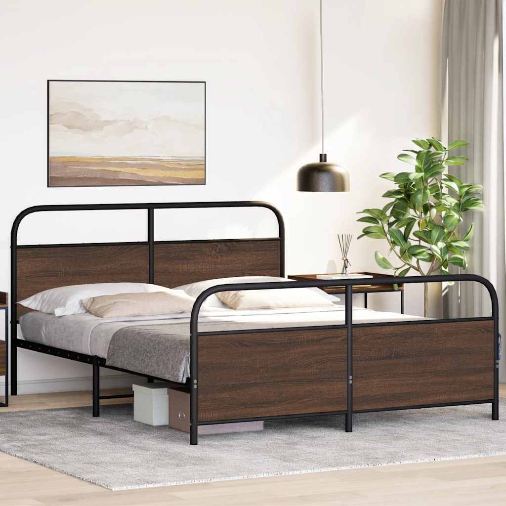 Bedframe zonder matras metaal bruin eikenkleurig 160x200 cm is nu te koop bij PeponiXL, paradijselijk wonen!