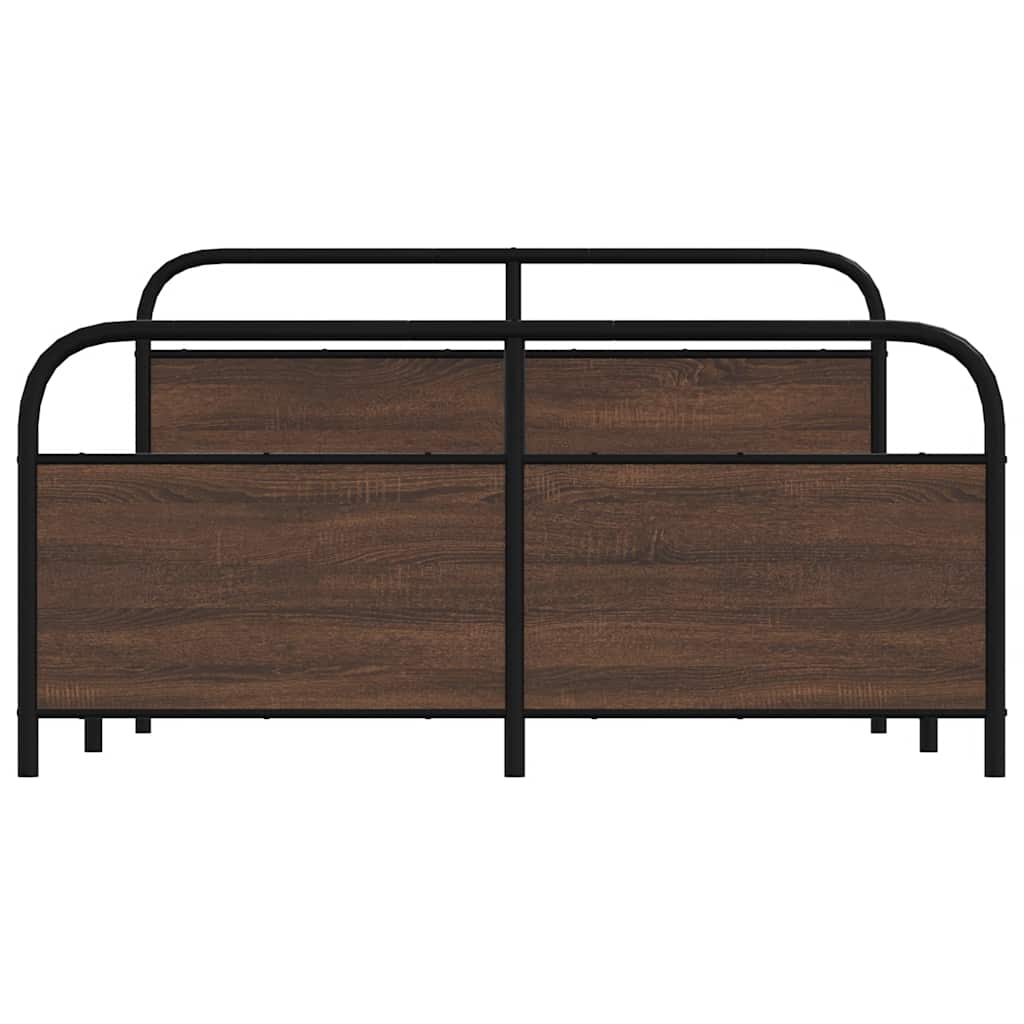 Bedframe zonder matras metaal bruin eikenkleurig 160x200 cm is nu te koop bij PeponiXL, paradijselijk wonen!