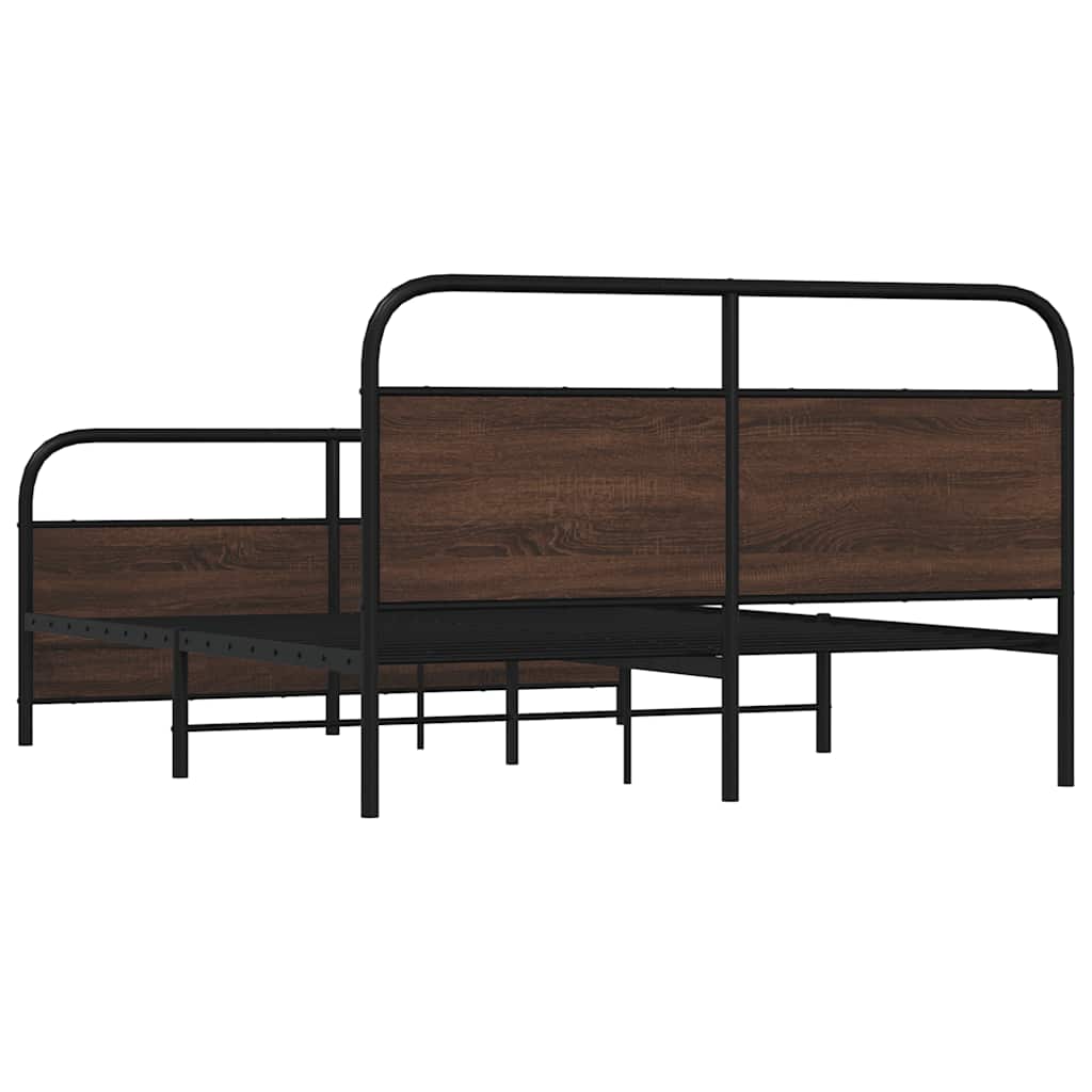 Bedframe zonder matras metaal bruin eikenkleurig 160x200 cm is nu te koop bij PeponiXL, paradijselijk wonen!