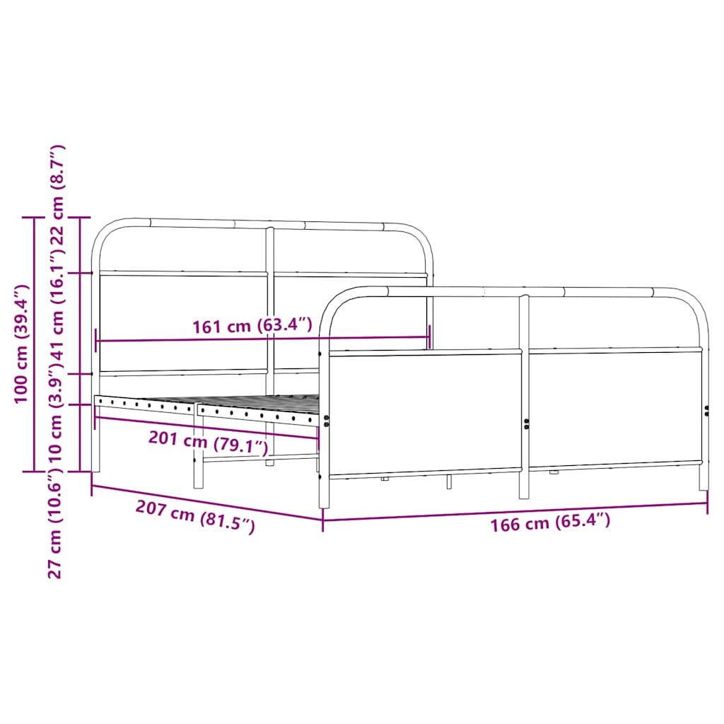Bedframe zonder matras metaal bruin eikenkleurig 160x200 cm is nu te koop bij PeponiXL, paradijselijk wonen!