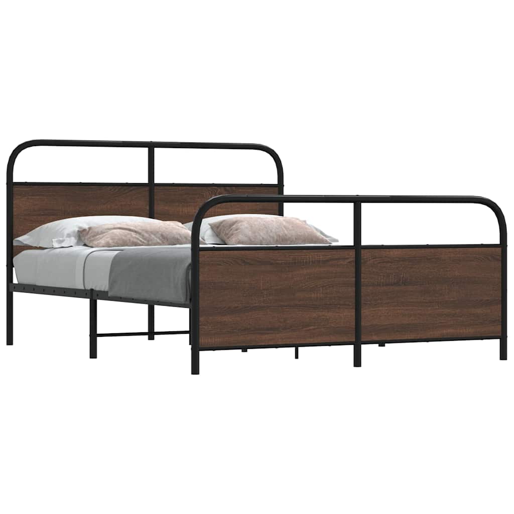 Bedframe zonder matras metaal bruin eikenkleurig 160x200 cm is nu te koop bij PeponiXL, paradijselijk wonen!