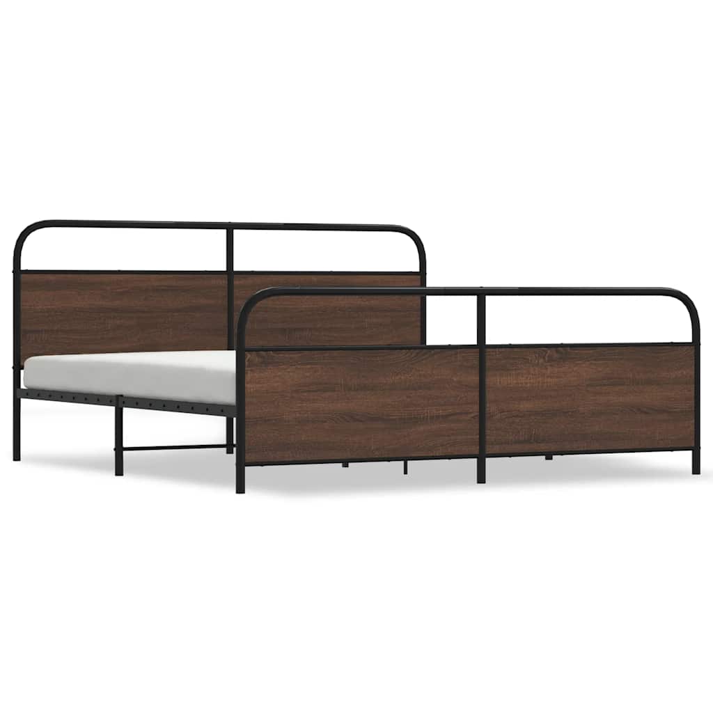 Bedframe zonder matras metaal bruin eikenkleur 180x200 cm is nu te koop bij PeponiXL, paradijselijk wonen!