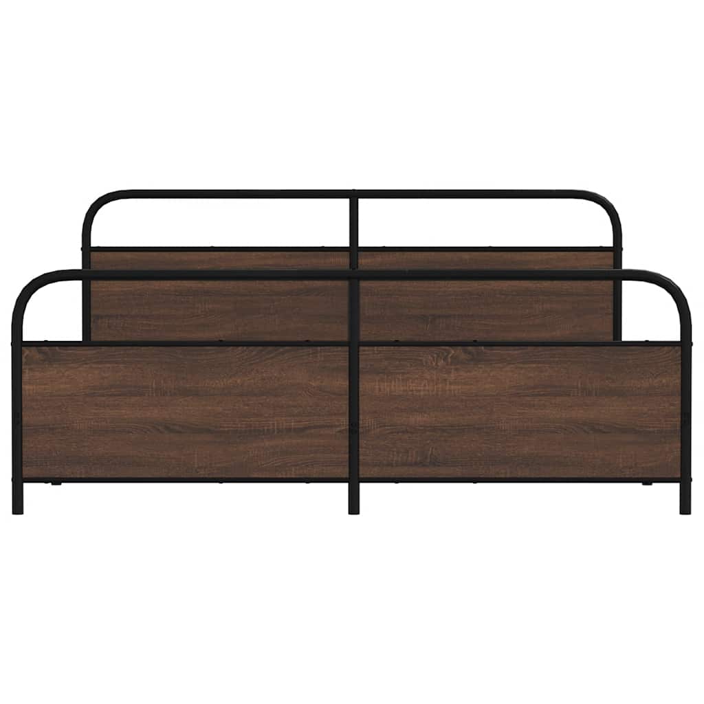 Bedframe zonder matras metaal bruin eikenkleur 183x213 cm is nu te koop bij PeponiXL, paradijselijk wonen!