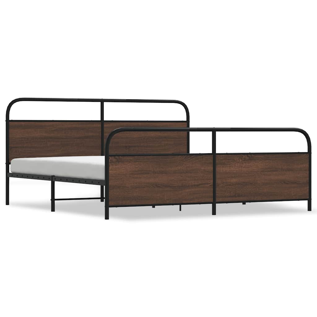 Bedframe zonder matras metaal bruin eikenkleur 193x203 cm is nu te koop bij PeponiXL, paradijselijk wonen!