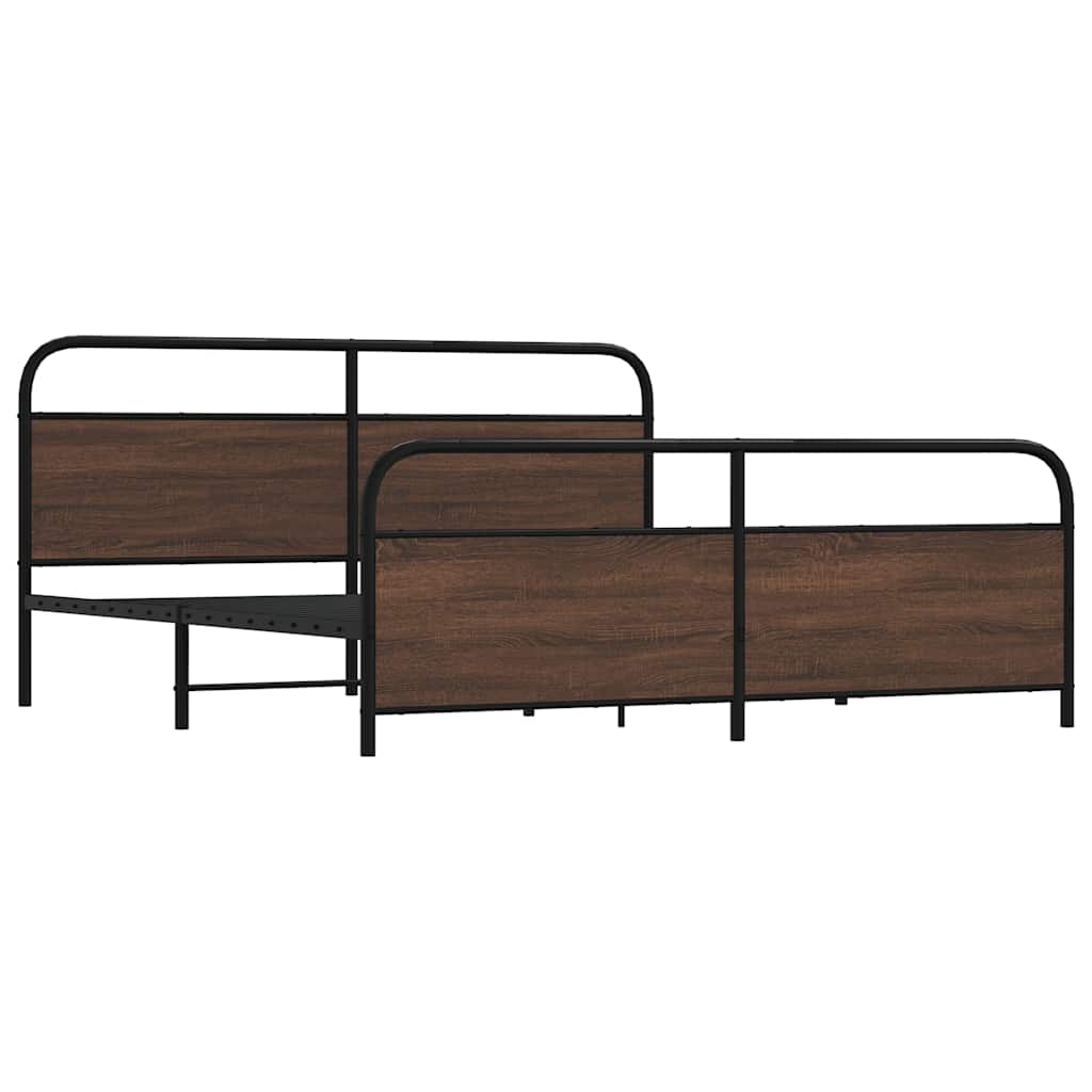 Bedframe zonder matras metaal bruin eikenkleur 193x203 cm is nu te koop bij PeponiXL, paradijselijk wonen!