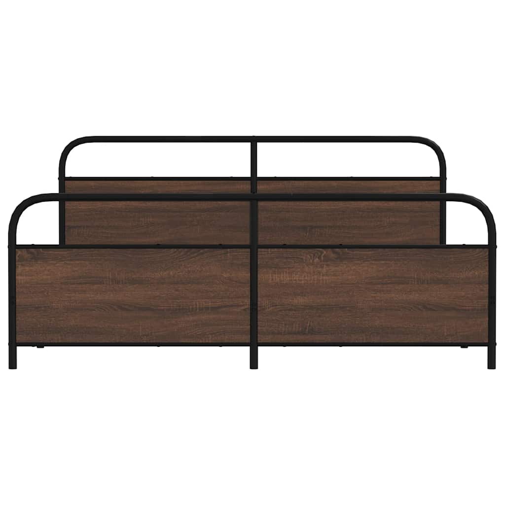 Bedframe zonder matras metaal bruin eikenkleur 193x203 cm is nu te koop bij PeponiXL, paradijselijk wonen!