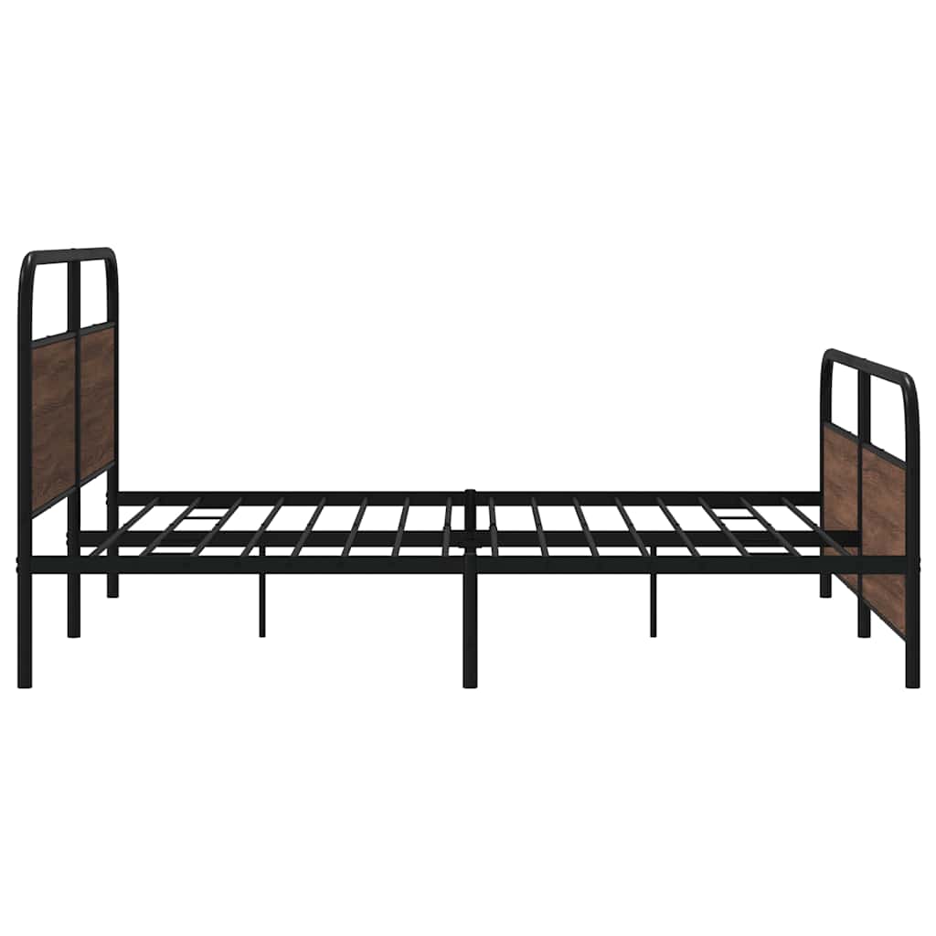 Bedframe zonder matras metaal bruin eikenkleur 193x203 cm is nu te koop bij PeponiXL, paradijselijk wonen!